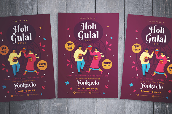 Holi Gulal Fest Flyer in Flyer Templates - product preview 2