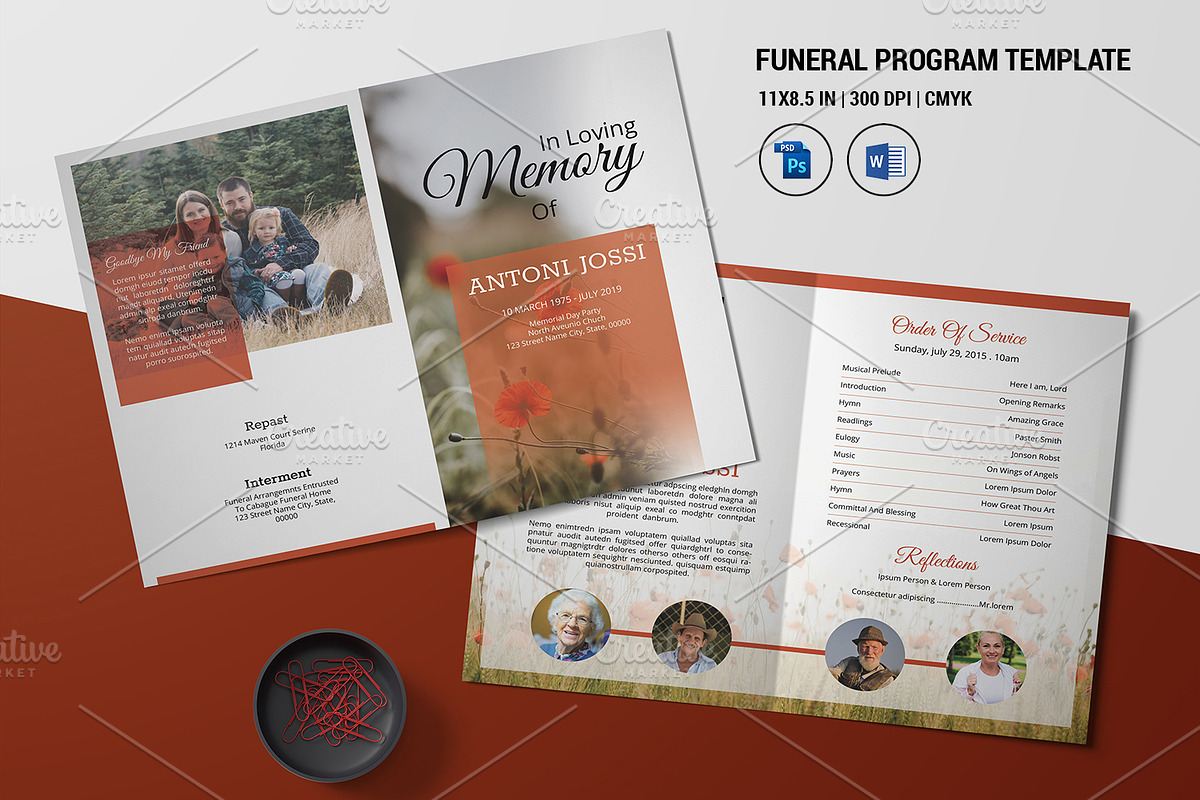 Funeral Program Template - V998 in Brochure Templates - product preview 8