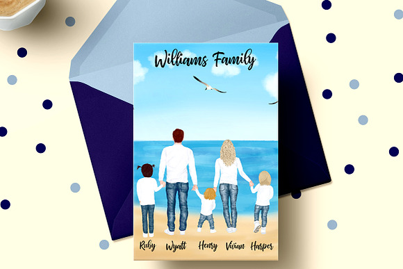 Family clipart,Dad Mom Children in Illustrations - product preview 4