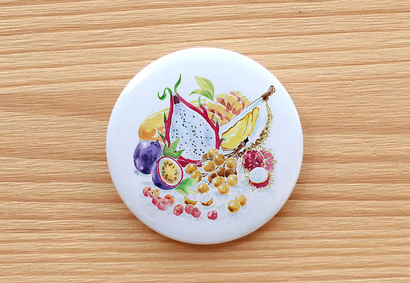 Asian fruit, watercolor specialities in Illustrations - product preview 2