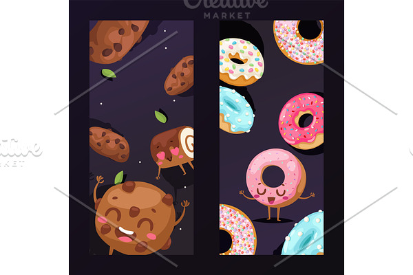 Bakery banner with funny cookie