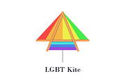 Rainbow LGBT kite flat icon or logo