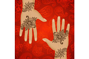 Mehendi hands oriental floral