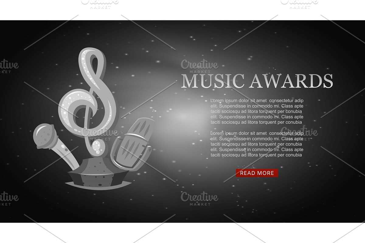 Cartoon music award musical note and in Objects - product preview 8