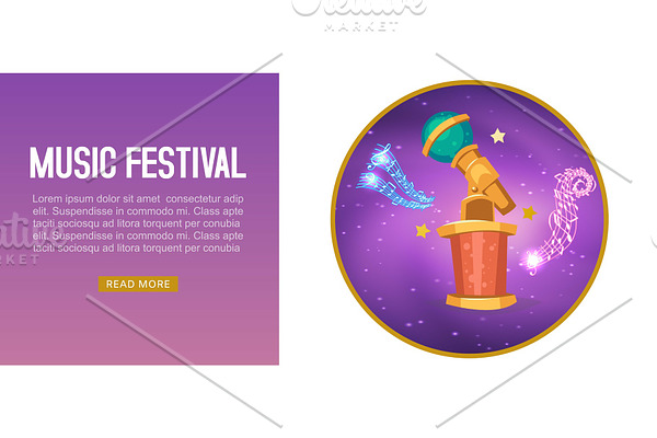 Music festival purple banner with