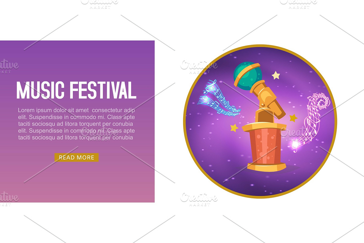 Music festival purple banner with in Objects - product preview 8