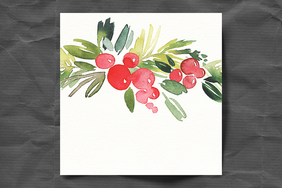 Set of watercolor Christmas cards in Postcard Templates - product preview 1