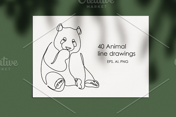 40 Animal vector line drawings
