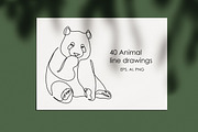 40 Animal vector line drawings