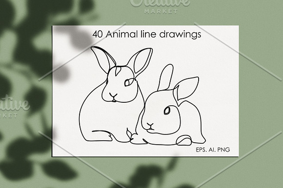 40 Animal vector line drawings in Illustrations - product preview 1