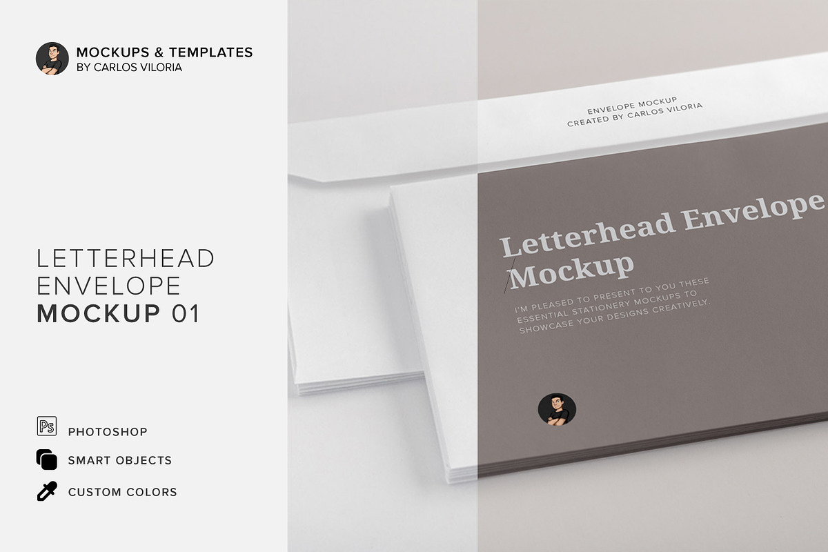 Letterhead Envelope Mockup 01 in Branding Mockups - product preview 8