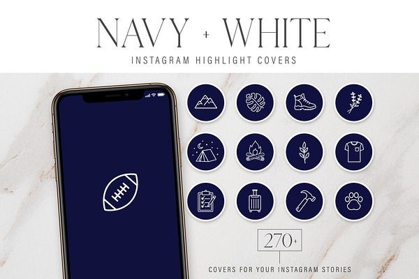 Navy & White Instagram Story Covers