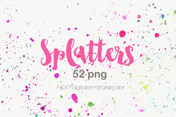 Watercolor paint brush splatters ink in Textures - product preview 2