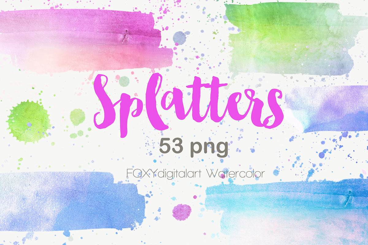 Watercolor splatters paint splashes in Textures - product preview 8