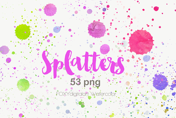 Watercolor splatters paint splashes in Textures - product preview 1