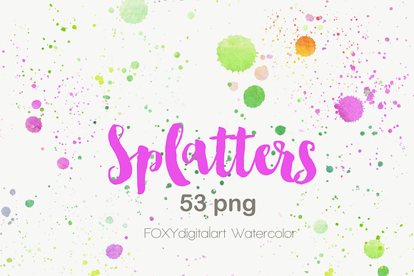 Watercolor splatters paint splashes in Textures - product preview 2
