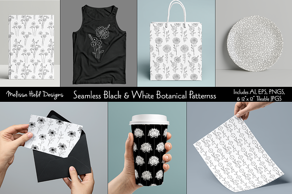Black & White Botanical Patterns