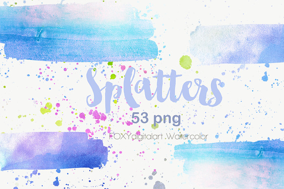 Watercolor splatters paint splashes in Textures - product preview 7
