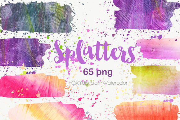 Watercolor splatters paint splashes in Textures - product preview 9