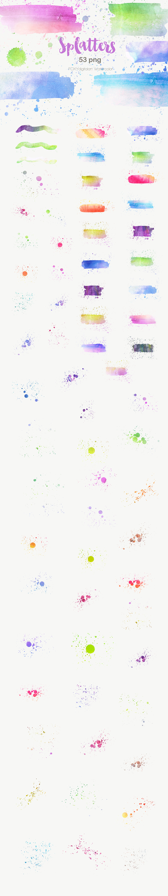 Watercolor splatters paint splashes in Textures - product preview 11