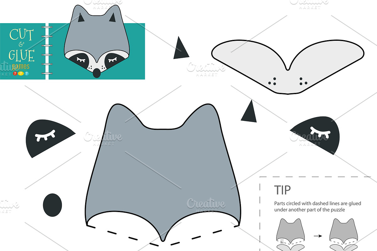 Cut and glue paper toy vector game in Illustrations - product preview 8