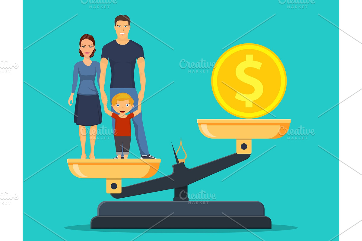 Family and business on scales in Illustrations - product preview 8