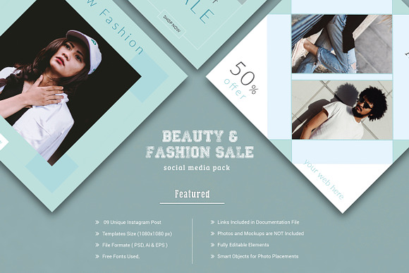 Fashion Social Media Pack in Instagram Templates - product preview 5