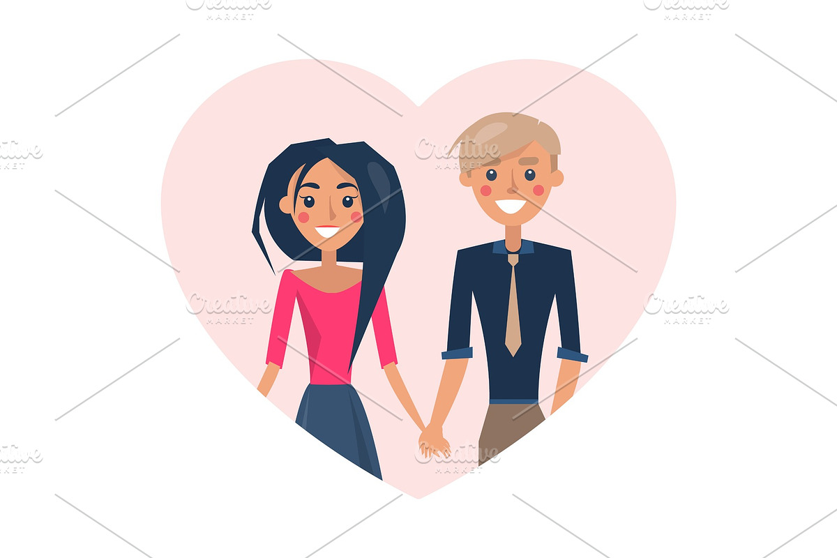 Couple in Love Smiling Poster Vector in Illustrations - product preview 8
