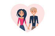 Couple in Love Smiling Poster Vector