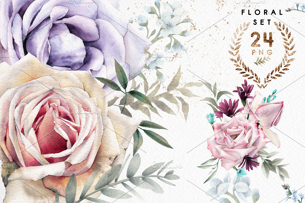 Watercolor flowers (PNG) in Illustrations - product preview 8