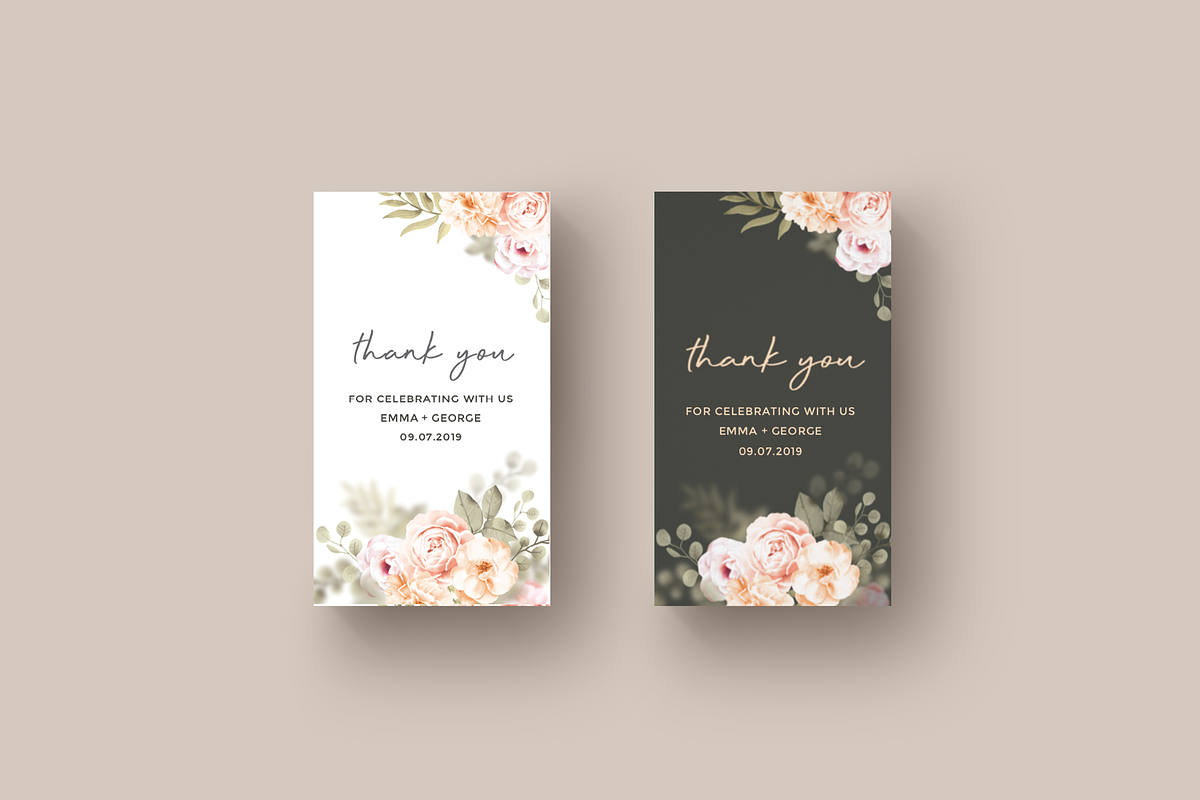 Greenery floral  favor tag - M. Word in Stationery Templates - product preview 8