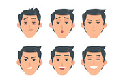 Man Face Emotive Vector Icon in Flat