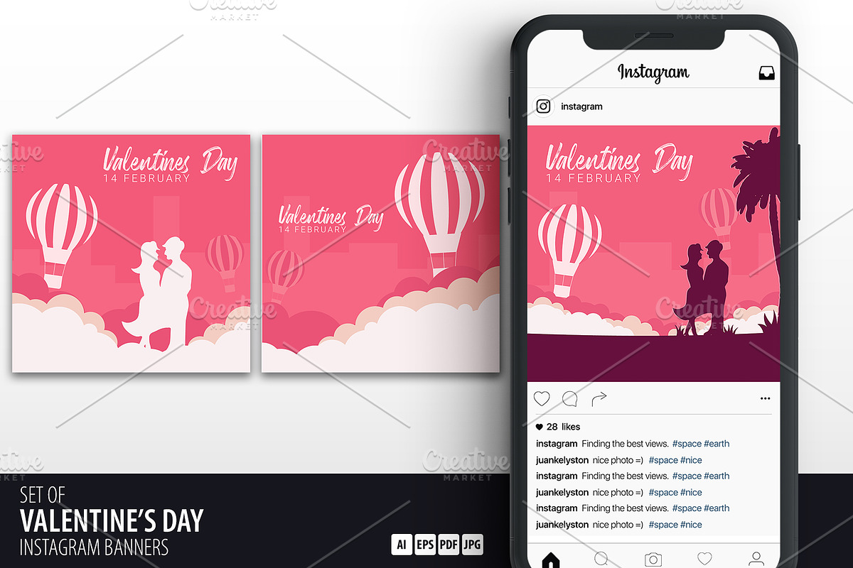 Valentine's Day Banners for Insta in Instagram Templates - product preview 8