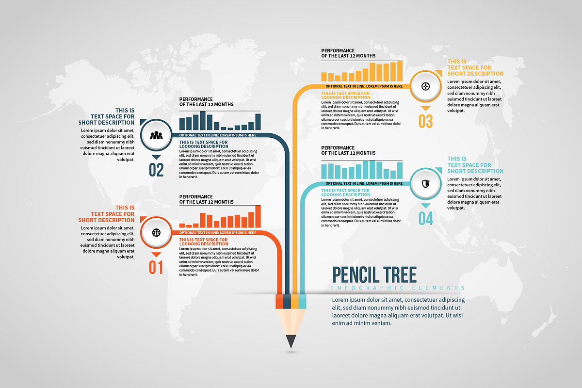 Pencil Tree Infographic in Web Elements - product preview 8