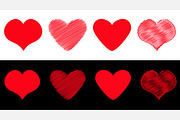 Red heart icon set line
