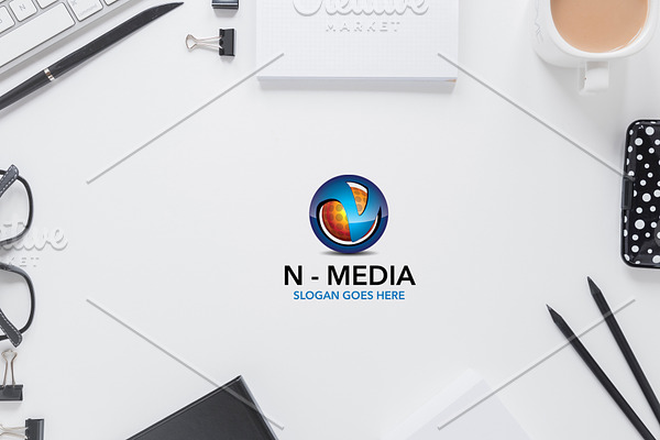 Letter N/V 3d logo Template