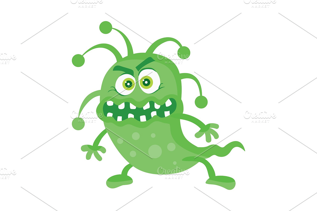 Green Bacteria Cartoon Vector in Illustrations - product preview 8