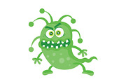Green Bacteria Cartoon Vector