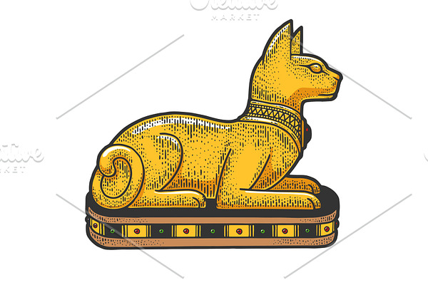 Ancient Egyptian cat statue sketch