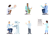 Doctors flat illustrations set