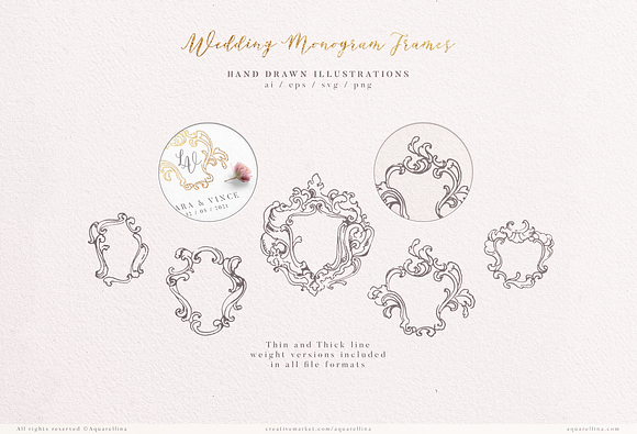 Wedding Monogram Frames Vol. 1 in Illustrations - product preview 2