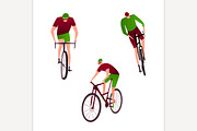 Mountain bicycle icons set