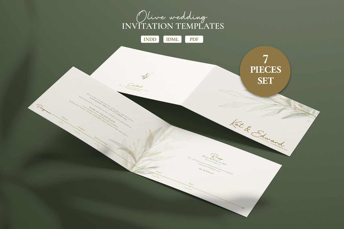 Olive wedding Invitation Template in Wedding Templates - product preview 8