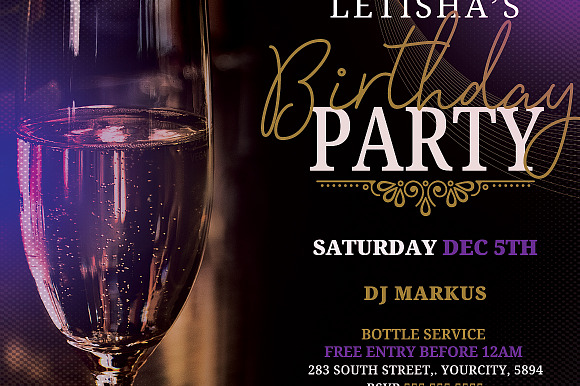 Birthday Party Flyer Template in Invitation Templates - product preview 2