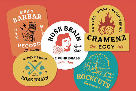 5 Rockabilly Badges in Logo Templates - product preview 1