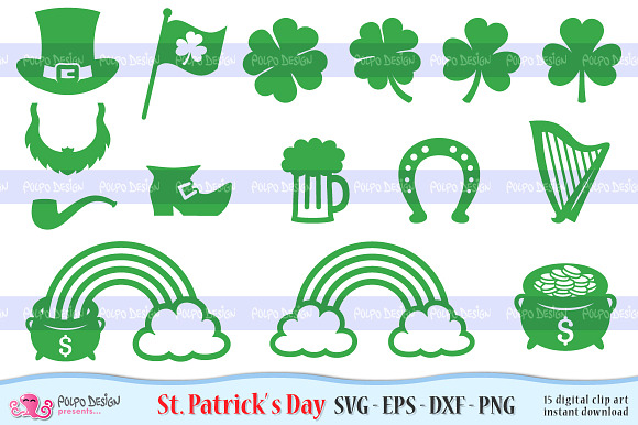 St. Patrick's Day SVG, Eps, Dxf, Png in Objects - product preview 1