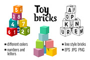 Colored toy bricks building towers