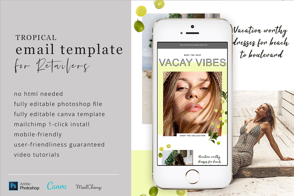 Tropical Fashion Email Template in Mailchimp Templates - product preview 8