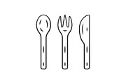 Reusable bamboo cutlery set icon