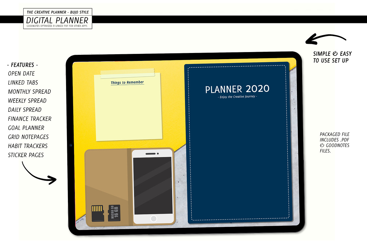 Navy Digital Planner for Goodnotes in Stationery Templates - product preview 8
